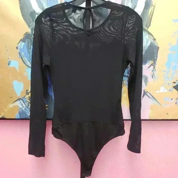 Haute Monde Black Mesh/Floral Bodysuit - Picture 2 of 8